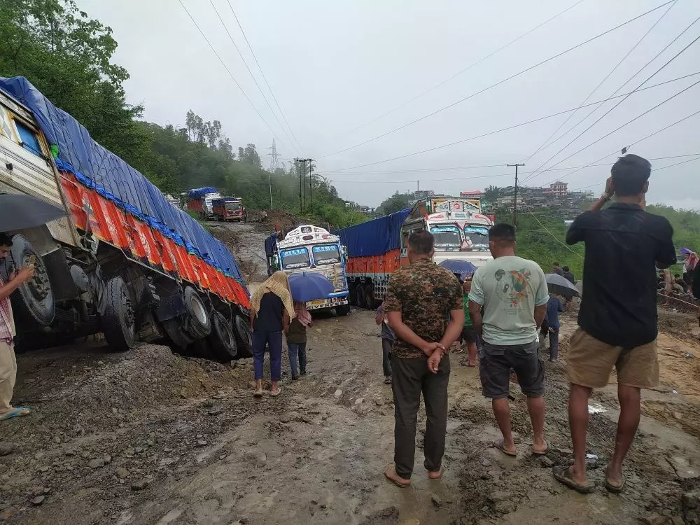 Massive Landslide Near Phesama Blocks Kohima-Mao Stretch on NH-2 Massive Landslide Near Phesama Blocks Kohima-Mao Stretch on NH-2