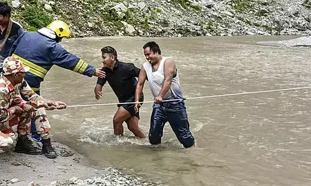 Two Rescued from Swollen Rohtak River as Heavy Rain Batters Sikkim Two Rescued from Swollen Rohtak River as Heavy Rain Batters Sikkim