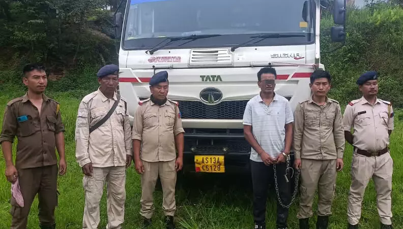 Kohima Police Intercept Stolen Dumper Truck from Assam Kohima Police Intercept Stolen Dumper Truck from Assam