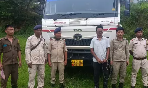 Kohima Police Intercept Stolen Dumper Truck from Assam Kohima Police Intercept Stolen Dumper Truck from Assam