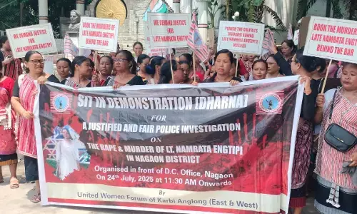 Karbi women stage protest demanding justice for Namrata Ingtipi Karbi women stage protest demanding justice for Namrata Ingtipi